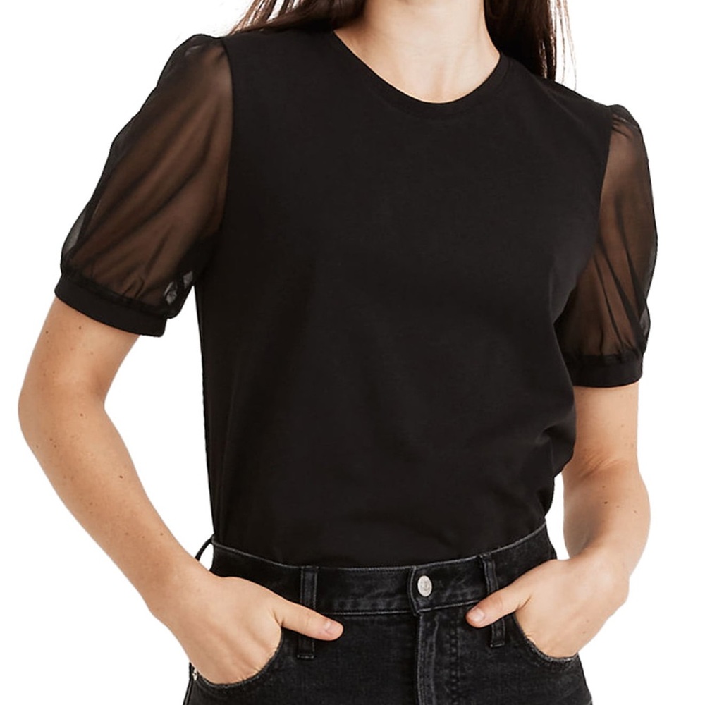 Madewell Sheer-Sleeve Knit Top